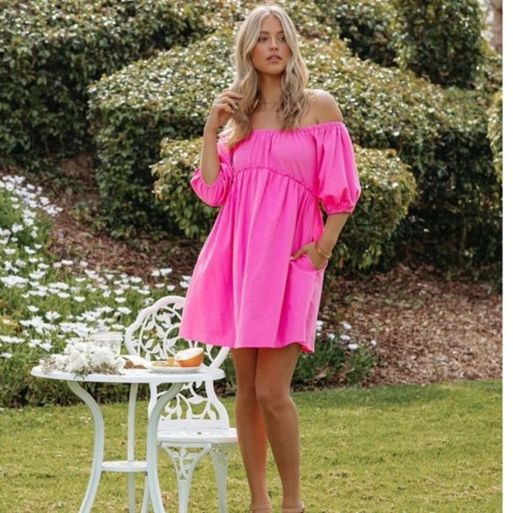 Vici Connah Pink off the shoulder Dress Size M - Picture 1 of 5